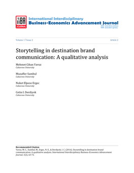 Storytelling in Destination Brand Communication: a Qualitative Analysis