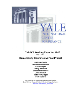Home Equity Insurance: a Pilot Project