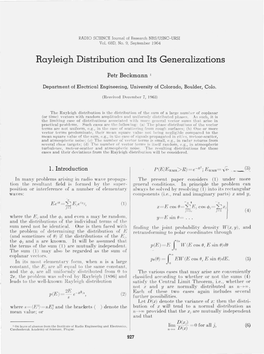 Rayleigh Distribution and Its Generalizations