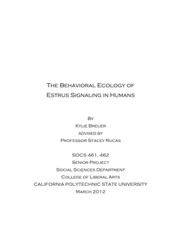 The Behavioral Ecology of Estrus Signaling in Humans