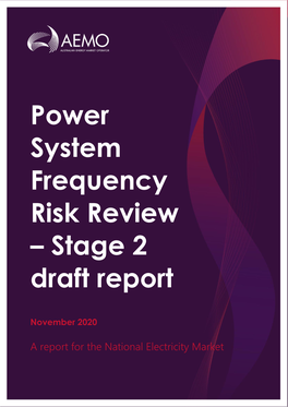 Power System Frequency Risk Review – Stage 2 Draft Report