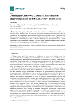 Ontological Clarity Via Canonical Presentation: Electromagnetism and the Aharonov–Bohm Effect