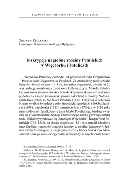 Inskrypcje Nagrobne Rodziny Potulickich W Więcborku I Potulicach