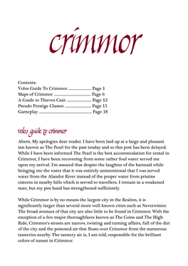 Crimmor Contents: Volos Guide to Crimmor