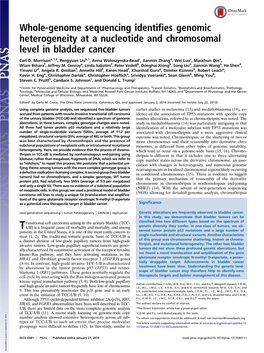 Whole-Genome Sequencing Identifies Genomic Heterogeneity at a Nucleotide and Chromosomal Level in Bladder Cancer
