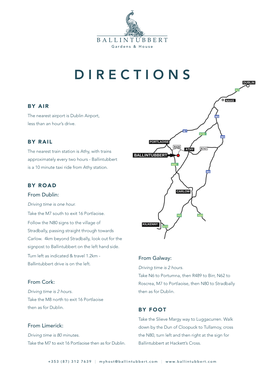 Directions & House Air: the Nearest Airport Is Dublin Airport, 50 Minutes Driving Time