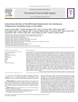 Early Clinical Results of the BOX Ankle Replacement Are Satisfactory: a Multicenter Feasibility Study of 158 Ankles