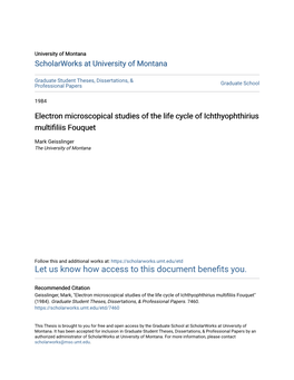 Electron Microscopical Studies of the Life Cycle of Ichthyophthirius Multifiliis Ouquetf