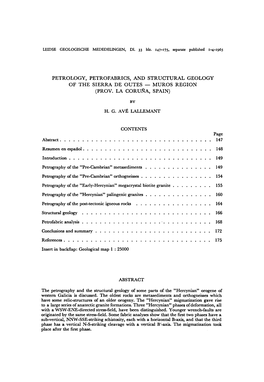 Petrology, Petrofabrics, and Structural Geology of the Sierra De Outes