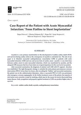 Case Report of the Patient with Acute Myocardial Infarction: 