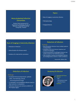 Musculoskeletal Infection Extremities • Pathophysiology Nuttaya Pattamapaspong M.D