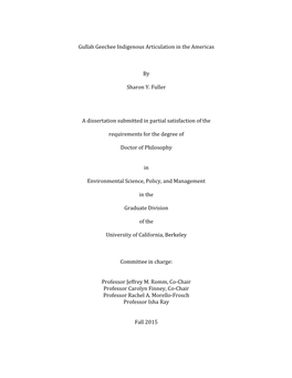 Gullah Geechee Indigenous Articulation in the Americas by Analyzing the Role of Identity Politics and Its Effects on Culture-Based Sovereignty