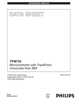 TPM754 Microcontroller with Trackpoint (Tm) Microcode From