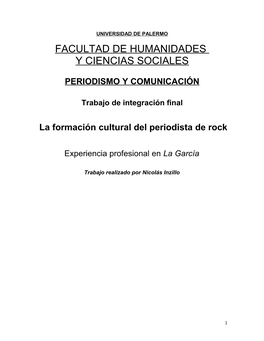 Facultad De Humanidades Y Ciencias Sociales