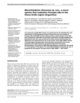 Mesorhizobium Chacoense Sp. Nov., a Novel Species That Nodulates Prosopis Alba in the Chaco Arido Region (Argentina)