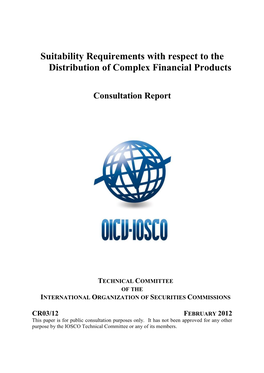 Suitability Requirements with Respect to the Distribution of Complex Financial Products