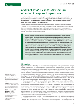 A Variant of ASIC2 Mediates Sodium Retention in Nephrotic Syndrome