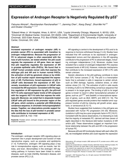 Expression of Androgen Receptor Is Negatively Regulated by P531