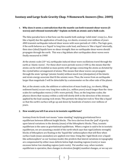 Isostasy and Large Scale Gravity Chap. 9 Homework Answers (Dec