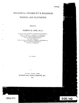 BIOLOGICAL STUDIES WI'i'h POLONIUM, Radiubi, AND