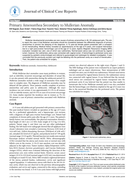 Primary Amenorrhea Secondary to Mullerian Anomaly