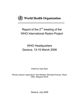 Report of the 2Nd Meeting of the WHO International Radon Project