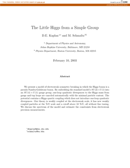 The Little Higgs from a Simple Group