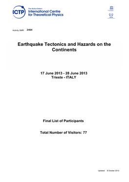 Earthquake Tectonics and Hazards on the Continents