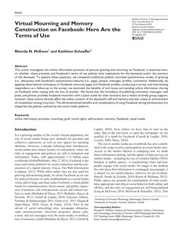 Virtual Mourning and Memory Construction on Facebook