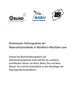 Stellungnahme Von BUND, NABU Und LNU in NRW