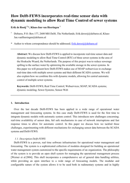 Erik De Rooij: How FEWS Incorporates Real-Time Sensor Data with Dynamic