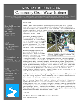 Community Clean Water Institute ANNUAL REPORT 2006