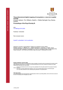 Three-Dimensional Digital Mapping of Ecosystems: a New Era in Spatial