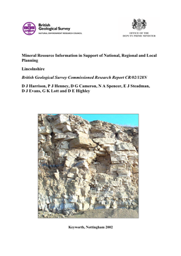 Mineral Resources Report for Lincolnshire