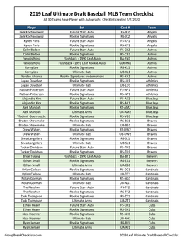 2019 Leaf Ultimate Draft Baseball Checklist