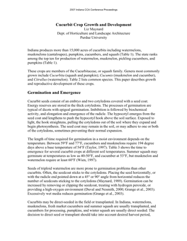 Cucurbit Crop Growth and Development Liz Maynard Dept