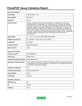 Primepcr™Assay Validation Report