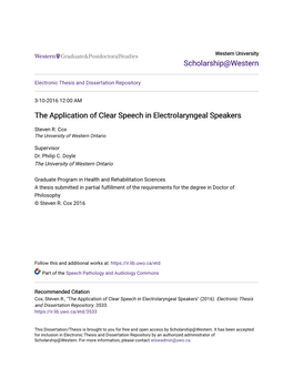 The Application of Clear Speech in Electrolaryngeal Speakers