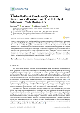 Suitable Re-Use of Abandoned Quarries for Restoration and Conservation of the Old City of Salamanca—World Heritage Site