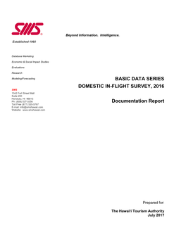 BASIC DATA SERIES DOMESTIC IN-FLIGHT SURVEY, 2016 Documentation Report