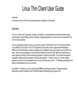 Linux Thin Client User Guide