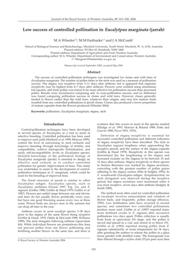 Low Success of Controlled Pollination in Eucalytpus Marginata (Jarrah)