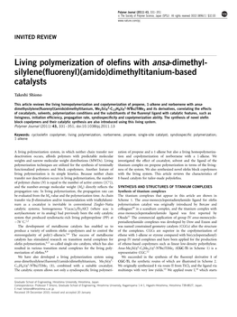 Living Polymerization of Olefins with Ansa-Dimethylsilylene