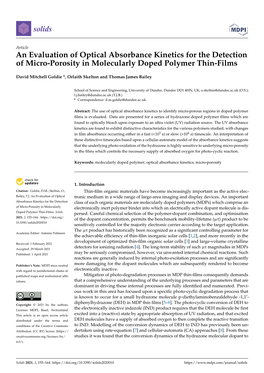 An Evaluation of Optical Absorbance Kinetics for the Detection of Micro-Porosity in Molecularly Doped Polymer Thin-Films