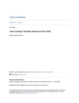 Joint Custody: the Best Interests of the Child