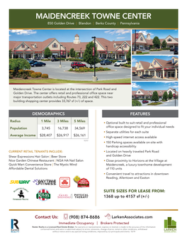 MAIDENCREEK TOWNE CENTER 850 Golden Drive | Blandon | Berks County | Pennsylvania