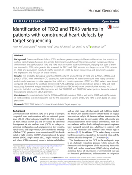 Identification of TBX2 and TBX3 Variants in Patients with Conotruncal