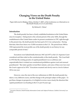 Changing Views on the Death Penalty in the United States