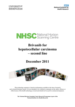 Brivanib for Hepatocellular Carcinoma – Second Line