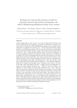 Evolution of a Lateral Dike Intrusion Revealed by Relatively-Relocated Dike-Induced Earthquakes: the 2014-15 Bárðarbunga-Holuhraun Rifting Event, Iceland